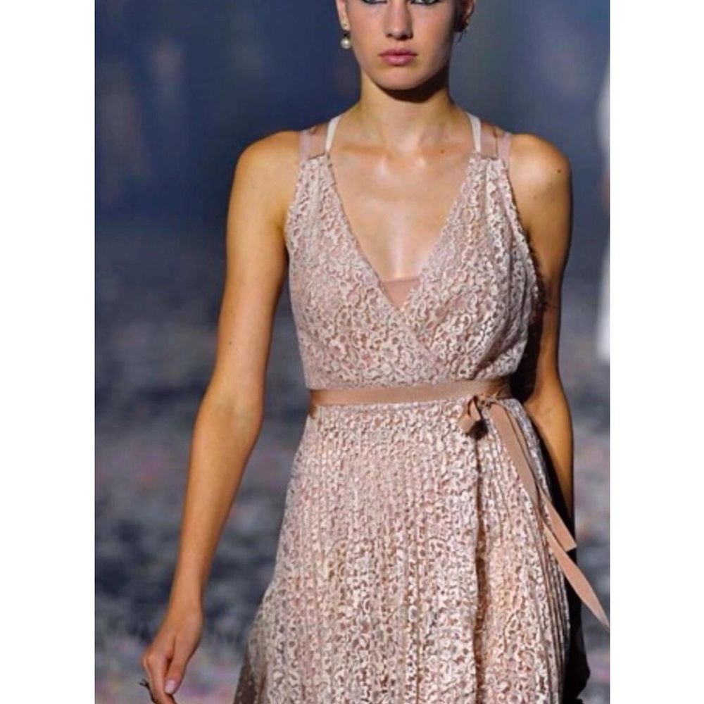 Runway Dior Lace Dress in Soft Pink
